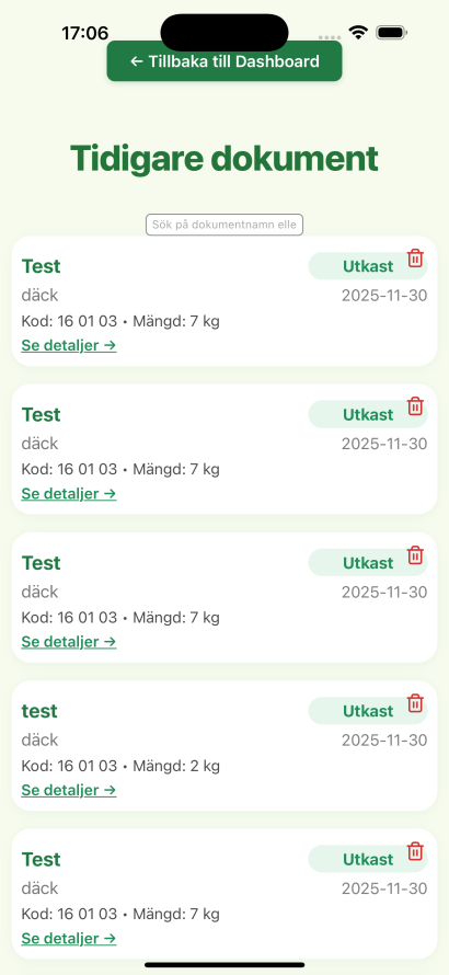 Tidigare dokument – skärmdump